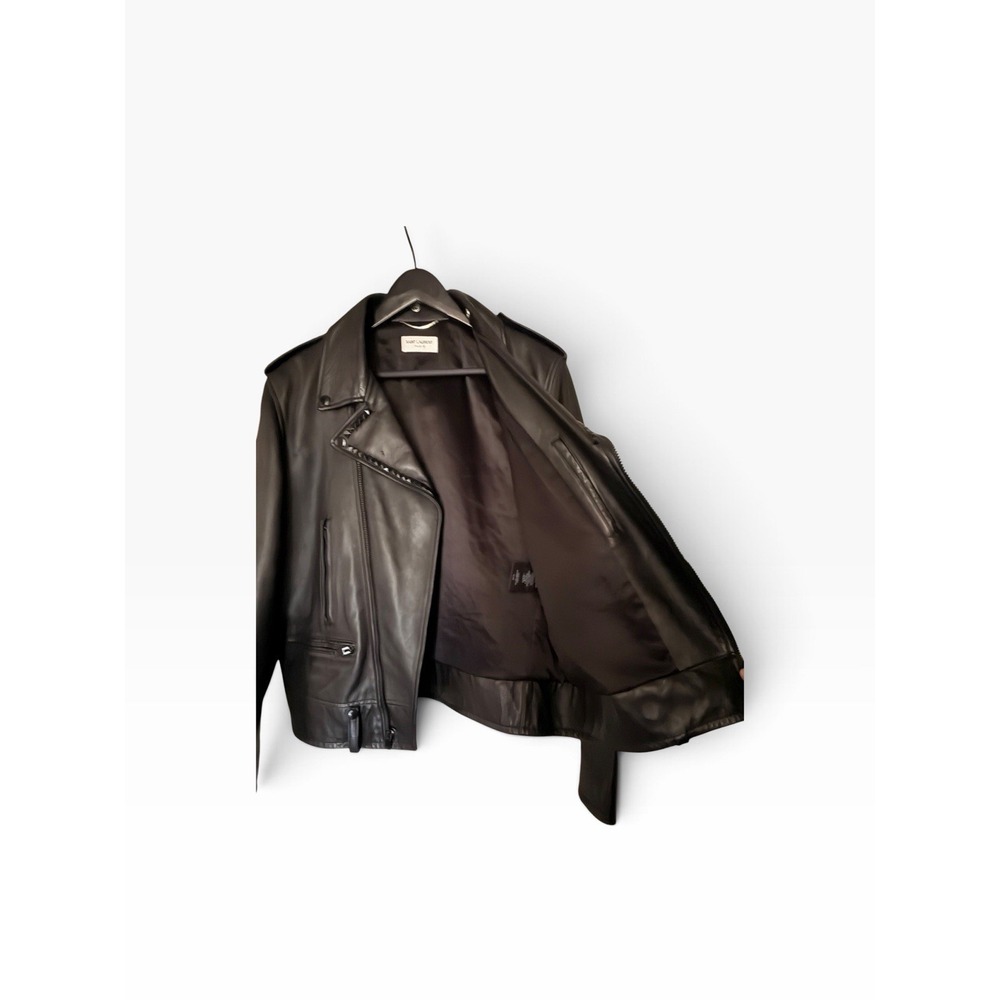 Saint Laurent Paris L01 Studded Lambskin Leather Biker Jacket – Black – Size 54 - Picture 5 of 16